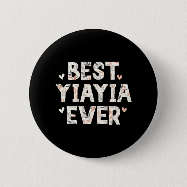 Yiayia Ever Floral Family Liebe Herz Yia-yia Button (Vorderseite)