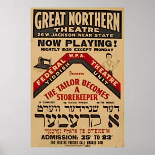 Yiddish Theater Tailor 1938 WPA Vintage Poster