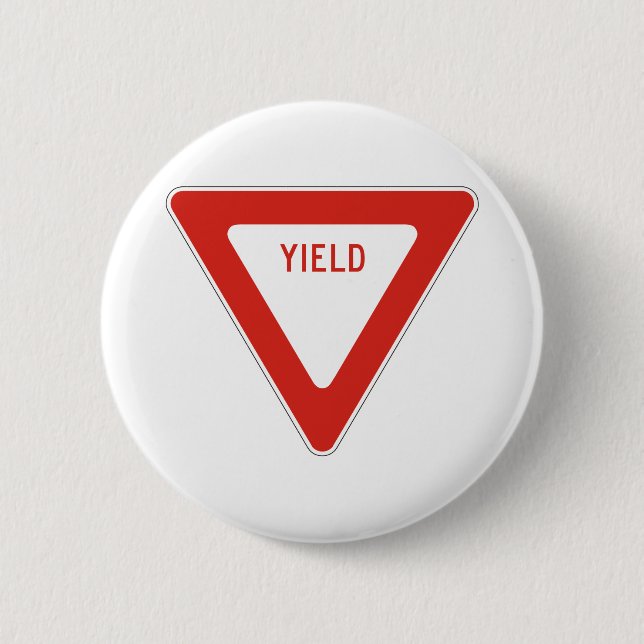 Yield Street Road Sign Symbol Caution Traffic Button (Vorderseite)