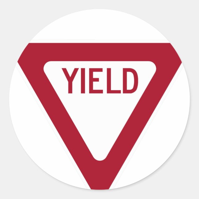 Yield-Zeichen Runder Aufkleber (Vorderseite)