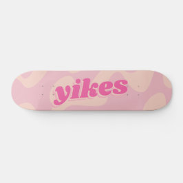 Yikes Pastel Pink Groovy Moderne Typografie Skateboard