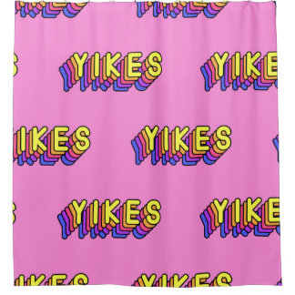 Yikes Words: Rosa Vintages Hintergrundbild. Duschvorhang