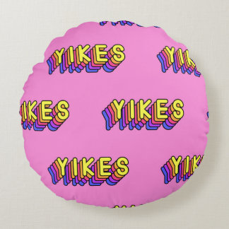 Yikes Words: Rosa Vintages Hintergrundbild. Rundes Kissen