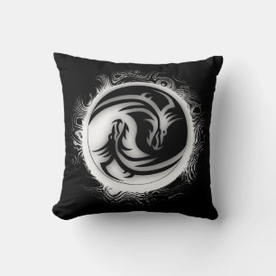 Yin and Yang Asian Dragons Kissen