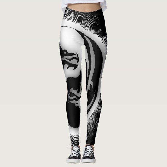 Yin and Yang Asian Dragons Leggings (Vorderseite)