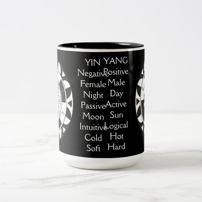 Yin and Yang Asian Symbol Meanings Black Tasse (Mittel)