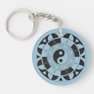 Yin and Yang Asian Symbol Round Key Chain Schlüsselanhänger
