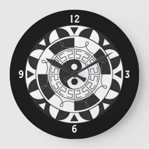 Yin and Yang Asian Symbol Wall Clock Große Wanduhr