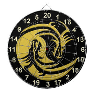 Yin and Yang Black and Gold Dragon Dart Board Dartscheibe