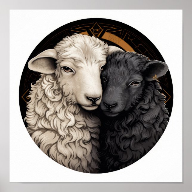 Yin and Yang Black Sheep Poster - Einzigartig T (Vorne)