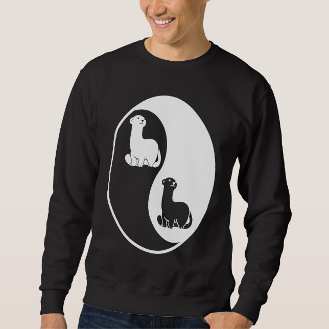 Yin and Yang ferrets on black background Sweatshirt (Vorderseite)