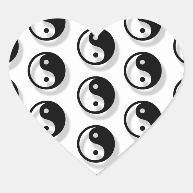 Yin and Yang Pattern Herz-Aufkleber (Vorderseite)