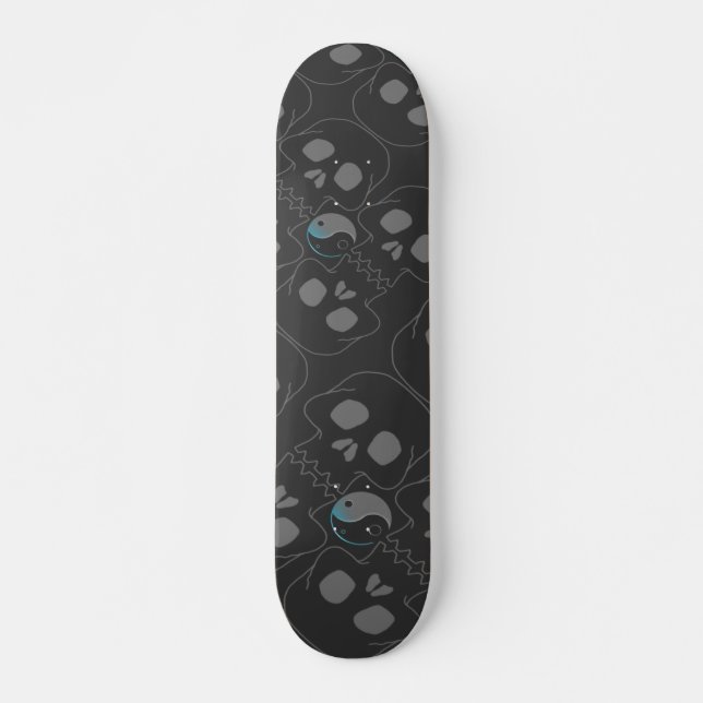 Yin and Yang pfeifen Skulls Pattern Skateboard (Vorne)