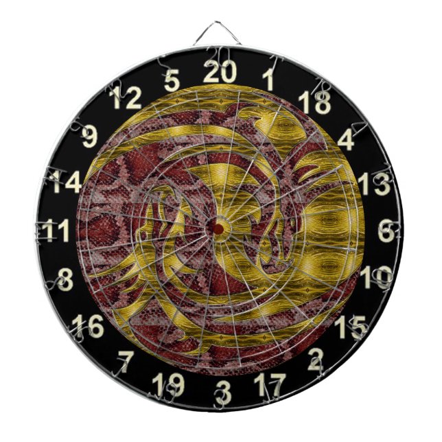 Yin and Yang Red and Gelb Dragon Dart Board Dartscheibe (vorne)