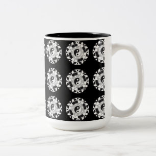 Yin and Yang Tiled Asian Symbol Black Tasse