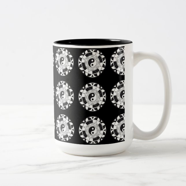 Yin and Yang Tiled Asian Symbol Black Tasse (Rechts)