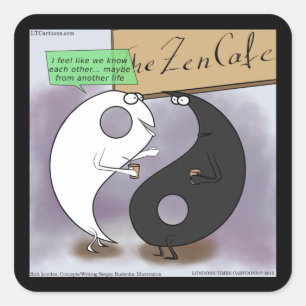 Yin Meets Yang Zen Funny Quadratischer Aufkleber