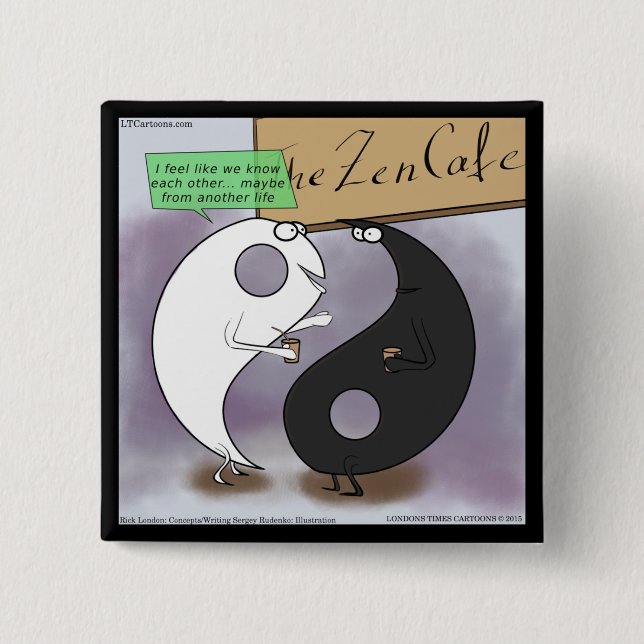 Yin trifft Yang Zen Lustig Button (Vorderseite)