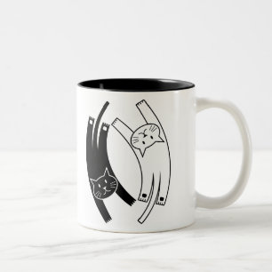 Yin u. Yang-Katzen-Tasse Zweifarbige Tasse