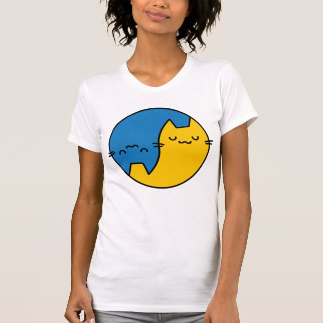 Yin und Yang Cats T-Shirt (Vorderseite)