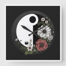 Yin und Yang Clock Quadratische Wanduhr