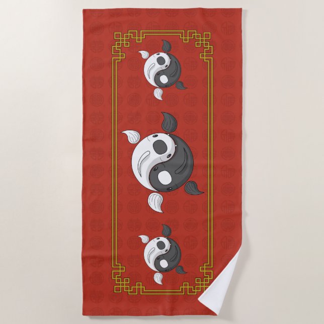 Yin und Yang das Koi Beach Handtuch (Vorderseite)