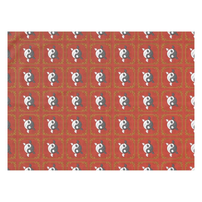 Yin und Yang das Koi-Tablecloth Tischdecke (Vorderseite (Horizontal))