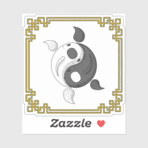 Yin und Yang der Koi-Contour-Sticker Aufkleber