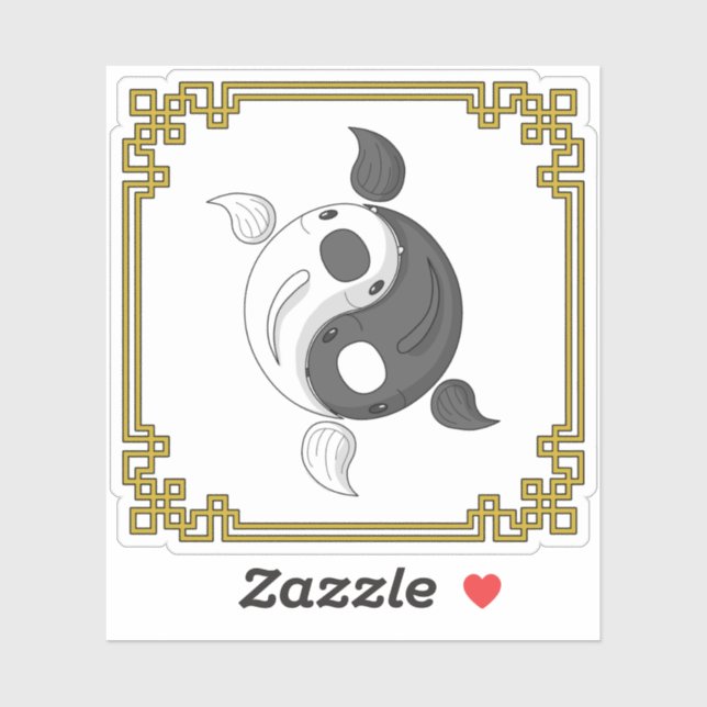 Yin und Yang der Koi-Contour-Sticker Aufkleber (Blatt)