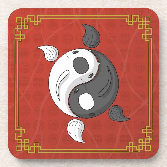 Yin und Yang der Koi-Platz-Untersetzer Getränkeuntersetzer (Vorderseite)