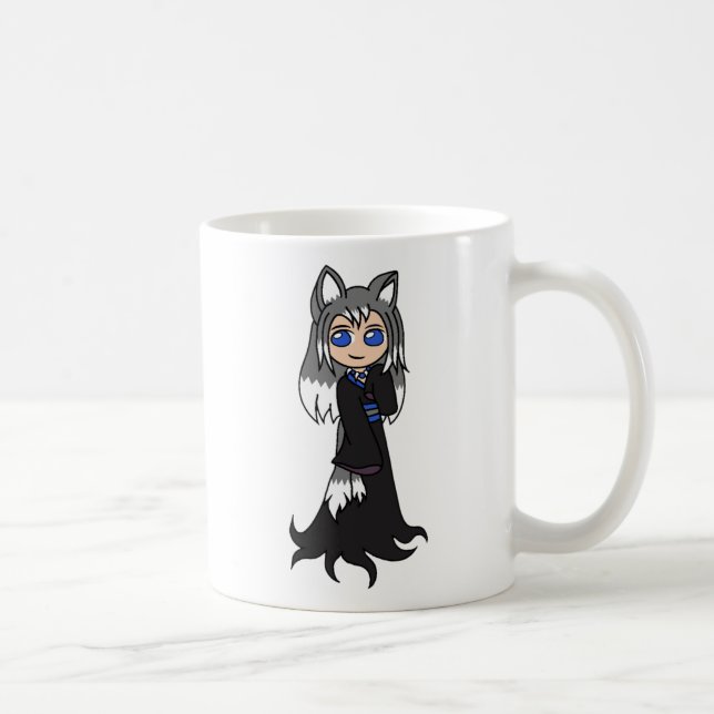 Yin und Yang die Fox-Mädchen (Kitsune) Kaffeetasse (Rechts)