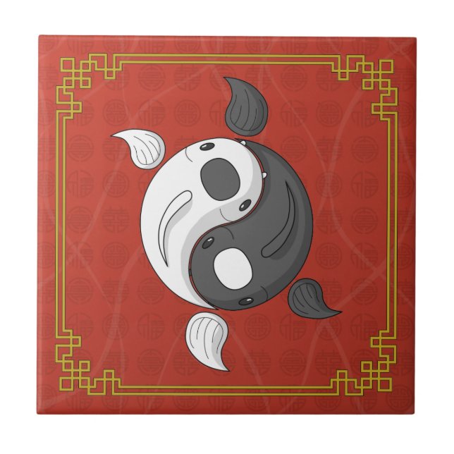 Yin und Yang die Koi Tile Fliese (Vorderseite)
