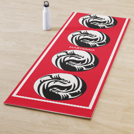 Yin und Yang Dragons on Red Yogamatte