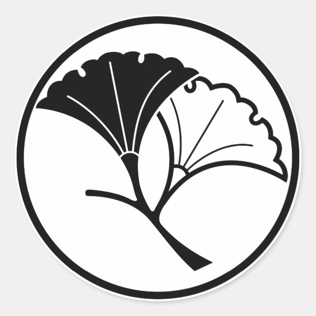 Yin und Yang-Ginkgo-Blätter in drohlem Ring Runder Aufkleber (Vorderseite)