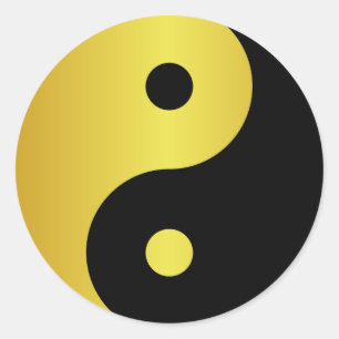 Yin und Yang   Goldasianische Philosophie zen Runder Aufkleber