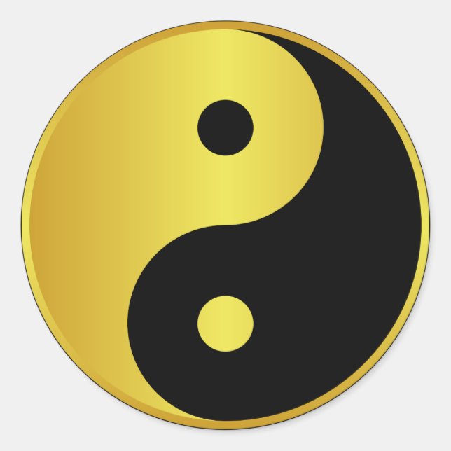 Yin und Yang | Goldasianische Philosophie zen Runder Aufkleber (Vorderseite)