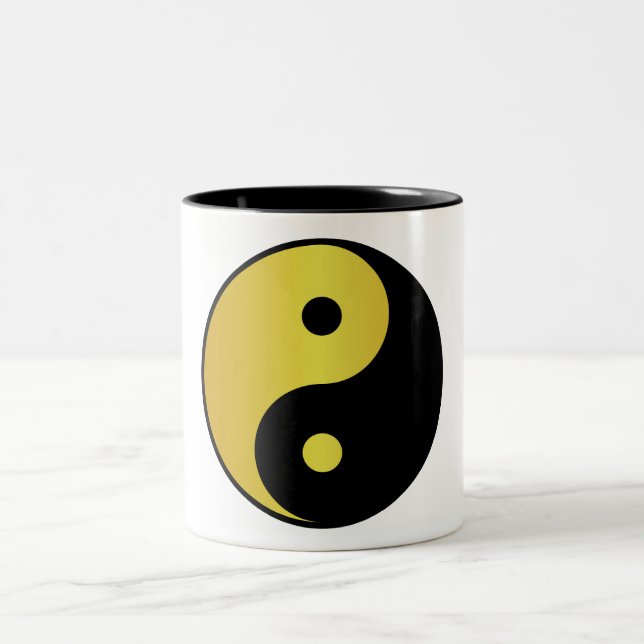 Yin und Yang | Goldasianische Philosophie zen Zweifarbige Tasse (Mittel)