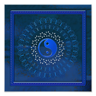 Yin und Yang in blau Fotodruck