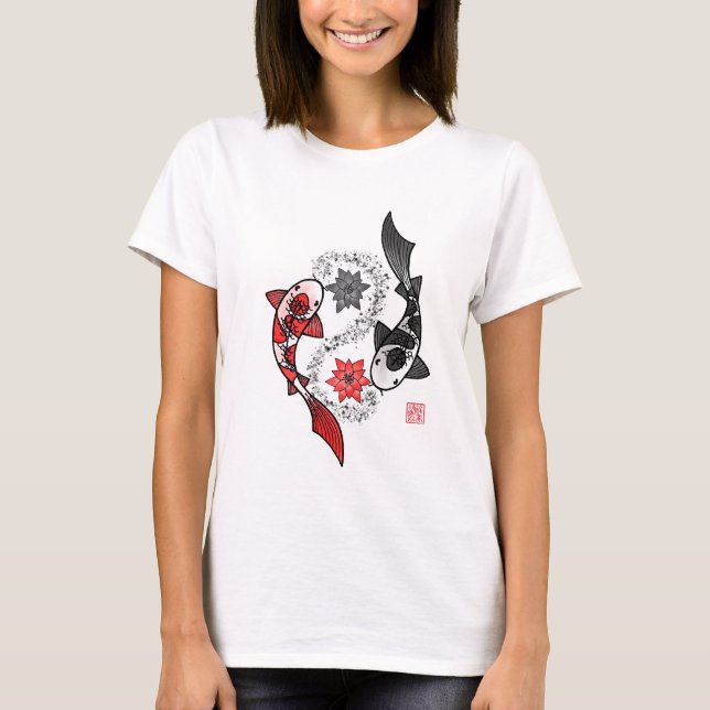 Yin und Yang Koi Fish T-Shirt (Vorderseite)