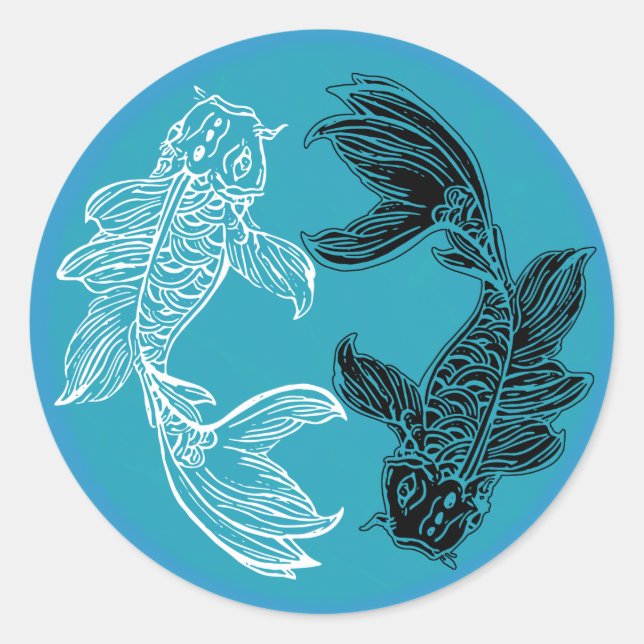 YIN und YANG Koi Runder Aufkleber (Vorderseite)