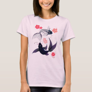 Yin und Yang Koi und Kirschblüten-T - Shirts