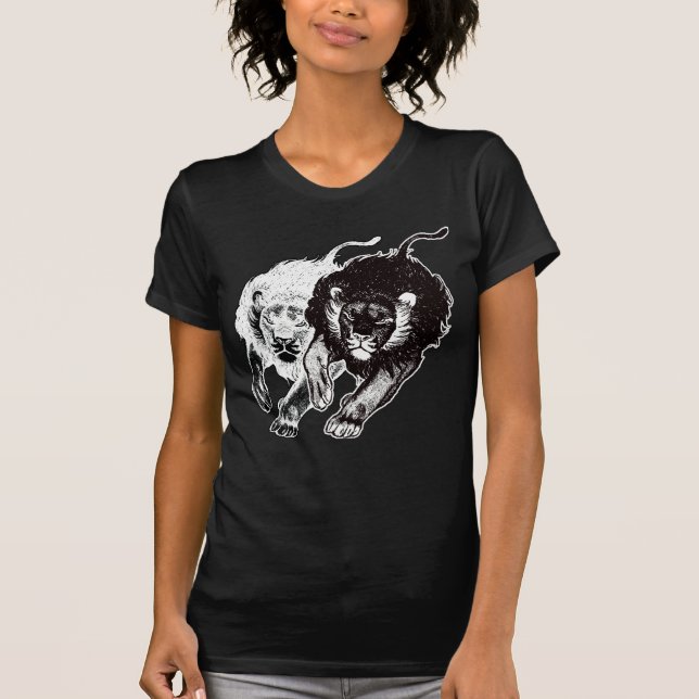 Yin und Yang-Löwe-Frauen-T - Shirt (Vorderseite)