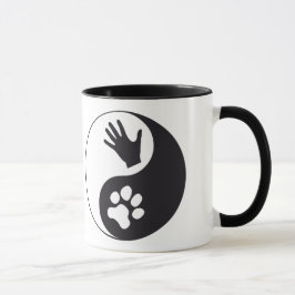 Yin und Yang mit Hand und Pfote Tasse