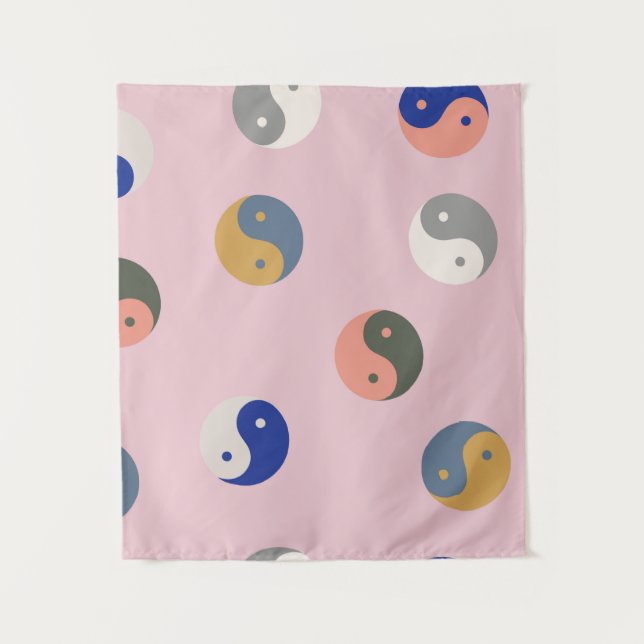 Yin und Yang nahtlos, spirituell wiederholbar Wandteppich (Vorderseite)