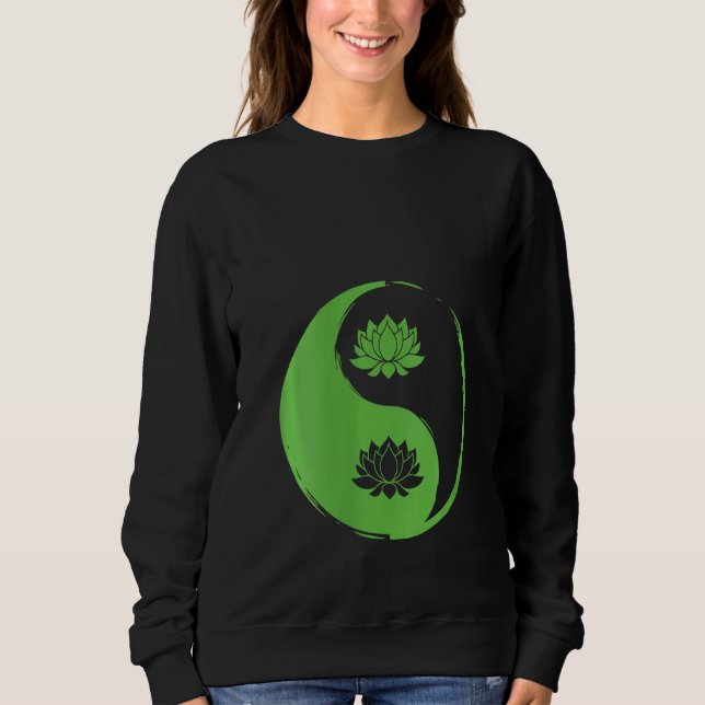 Yin und Yang Nelumbo Balance Nature Blume Sweatshirt (Vorderseite)