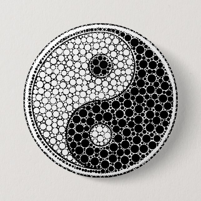Yin und Yang-Punkt-Kunst Schwarzweiss Button (Vorderseite)
