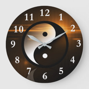 Yin und Yang Round-Wall-Uhr Große Wanduhr