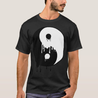 Yin und Yang Schwarz-weißer Paint Melting Drops Br T-Shirt