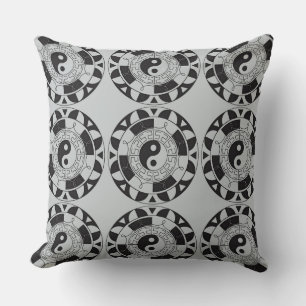 Yin und Yang Tiled Asian Symbol Pattern Pillow Kissen