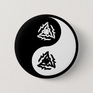 Yin und Yang-Zeichen in Schwarz und Weiß Button